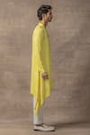 Shop_Sarab Khanijou_Yellow Moss Crepe Plain Tie Dye Full Sleeve Kurta Set For Men_Online_at_Aza_Fashions