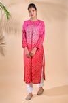 Dyelogue_Pink Mulberry Silk Bandhani Kurta _Online_at_Aza_Fashions