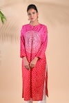 Buy_Dyelogue_Pink Mulberry Silk Bandhani Kurta _Online_at_Aza_Fashions