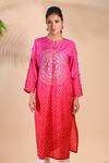 Shop_Dyelogue_Pink Mulberry Silk Bandhani Kurta _Online_at_Aza_Fashions