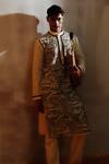 Shop_Wabi Sabi By Anshum-Ritesh_Ivory Chanderi Embroidery Cityscape Kurta Set _at_Aza_Fashions