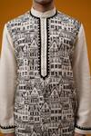 Shop_Wabi Sabi By Anshum-Ritesh_Ivory Chanderi Embroidery Cityscape Kurta Set _Online_at_Aza_Fashions