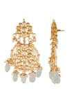 ChhavI'S Jewels_Blue Gota Patti Floral Carved Chandbali Earrings _Online_at_Aza_Fashions
