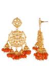 ChhavI'S Jewels_Gold Plated Piping, Beads, Diamonds Drop Chandbali Earrings _Online_at_Aza_Fashions