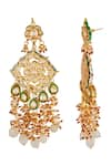 Chhavi's Jewels_Gold Plated Kundan Floral And Leaf Carved Dangler Earrings _Online_at_Aza_Fashions