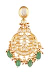 Buy_ChhavI'S Jewels_Gold Plated Cut Work, Beads Kundan Stone Chandbali Earrings _Online_at_Aza_Fashions