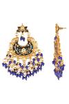 ChhavI'S Jewels_Blue Cut Work, Beads Kundan Stone Chandbali Earrings_Online_at_Aza_Fashions