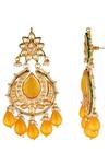 ChhavI'S Jewels_Gold Plated Bows, Beads Kundan Stone Chandbali Earrings_Online_at_Aza_Fashions