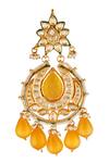 Buy_ChhavI'S Jewels_Gold Plated Bows, Beads Kundan Stone Chandbali Earrings_Online_at_Aza_Fashions