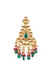 Chhavi's Jewels_Gold Plated Kundan Stone Carved Necklace Set _at_Aza_Fashions