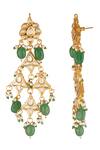 ChhavI'S Jewels_Gold Plated Bows, Diamonds Bead Drop Dangler Earrings _Online_at_Aza_Fashions