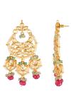 ChhavI'S Jewels_Gold Plated Beads, Diamonds Crescent Moon Carved Chandbalis _Online_at_Aza_Fashions