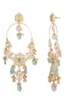ChhavI'S Jewels_Gold Plated Stones, Beads, Zari Kundan Floral Drop Chandeliers _Online_at_Aza_Fashions