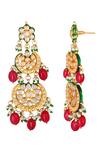 ChhavI'S Jewels_Gold Plated Stones, Beads Kundan Tiered Danglers _Online_at_Aza_Fashions