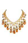 ChhavI'S Jewels_Gold Plated Stones, Beads Kundan Jhumka Drop Choker Set_Online_at_Aza_Fashions