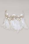Shop_House Of D"Oro_White Stone Jasmine Feather Choker_at_Aza_Fashions