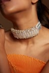 Shop_House of D'oro_White Pearls Embellished Choker _at_Aza_Fashions