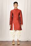 Buy_Aryavir Malhotra_Maroon Silk Kurta Set For Boys_Online_at_Aza_Fashions