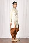 Buy_Aryavir Malhotra_White Printed Silk Kurta For Boys_Online_at_Aza_Fashions