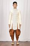 Shop_Aryavir Malhotra_White Printed Silk Kurta For Boys_Online_at_Aza_Fashions
