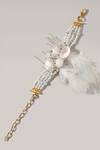 Buy House Of D"Oro Gold Plated Beads Jasmine Uneven Tassel Feather Bracelet at Aza Fashions Buy_House Of D"Oro_Gold Plated Beads Jasmine Uneven Tassel Feather Bracelet_at_Aza_Fashions