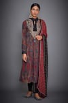 Buy_RI.Ritu Kumar_Multi Color Silk Chinon Mandarin Collar Embellished Kurta Set _at_Aza_Fashions