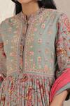 Shop_Ritu Kumar_Grey Viscose Cotton Georgette Floral Print Anarkali Set_Online_at_Aza_Fashions
