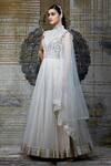 Buy_Shantnu Nikhil_White Velvet Embroidered Anarkali With Dupatta_Online_at_Aza_Fashions