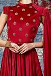 Shop_Shantnu Nikhil_Maroon Chiffon Embroidered Draped Anarkali Gown_Online_at_Aza_Fashions