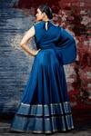 Shop_Shantnu Nikhil_Blue Satin Draped Anarkali Gown_at_Aza_Fashions