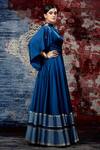 Shantnu Nikhil_Blue Satin Draped Anarkali Gown_Online_at_Aza_Fashions