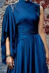 Shop_Shantnu Nikhil_Blue Satin Draped Anarkali Gown_Online_at_Aza_Fashions