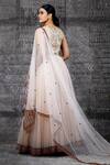 Shop_Shantnu Nikhil_Beige Organza Anarkali With Dupatta_at_Aza_Fashions