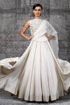 Buy_Shantnu Nikhil_White Georgette Draped Anarkali Gown_at_Aza_Fashions
