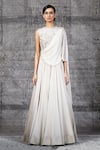Buy_Shantnu Nikhil_White Georgette Draped Anarkali Gown_Online_at_Aza_Fashions