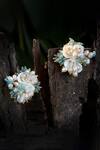 Buy_House Of D"Oro_Blue Stone Juniper Shell Studs_Online_at_Aza_Fashions