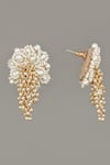 House of D'oro_White Beads Embellished Drop Earrings_Online_at_Aza_Fashions