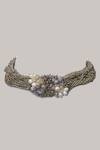 Shop_House Of D"Oro_Grey Beads Handmade Embellished Choker Set_at_Aza_Fashions