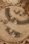 Buy_House Of D"Oro_Grey Beads Handmade Embellished Choker Set_Online_at_Aza_Fashions