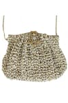 Shop_Kokommo_Silver Embroidery, Sequins The Colette Clutch _at_Aza_Fashions