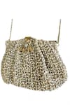 Kokommo_Silver Embroidery, Sequins The Colette Clutch _Online_at_Aza_Fashions