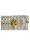 Buy_Kokommo_Silver Embroidery The Odette Clutch _at_Aza_Fashions