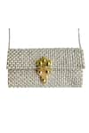 Shop_Kokommo_Silver Embroidery The Odette Clutch _at_Aza_Fashions