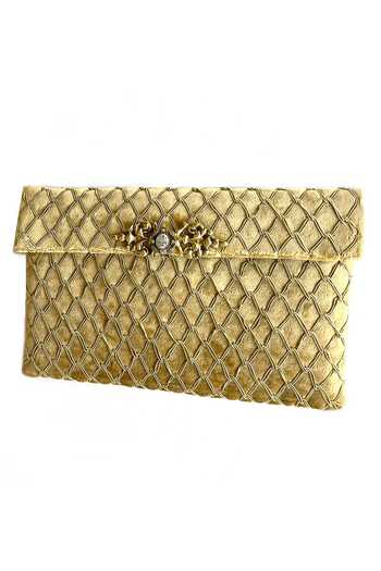 Buy_Kokommo_Gold Embroidery Velvet Clutch _at_Aza_Fashions