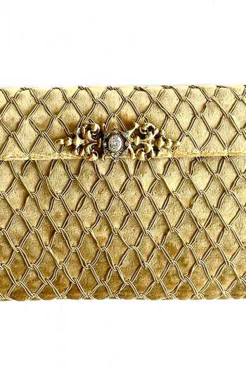 Kokommo_Gold Embroidery Velvet Clutch _Online_at_Aza_Fashions