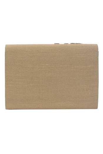Shop_The Purple Sack_Beige Embroidery Flap Clutch With Sling _at_Aza_Fashions
