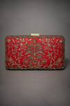 RI.Ritu Kumar_Red Embroidered Box Clutch_Online_at_Aza_Fashions