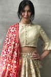 I AM Design_Off White Silk Round Printed And Embroidered Lehenga Set _Online_at_Aza_Fashions