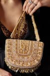 Buy_Lovetobag_Gold Embroidery, Beads, Stones Amara Moon Clutch With Handle _at_Aza_Fashions