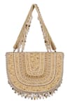 Buy_Lovetobag_Gold Embroidery, Beads, Stones Amara Moon Clutch With Handle _Online_at_Aza_Fashions
